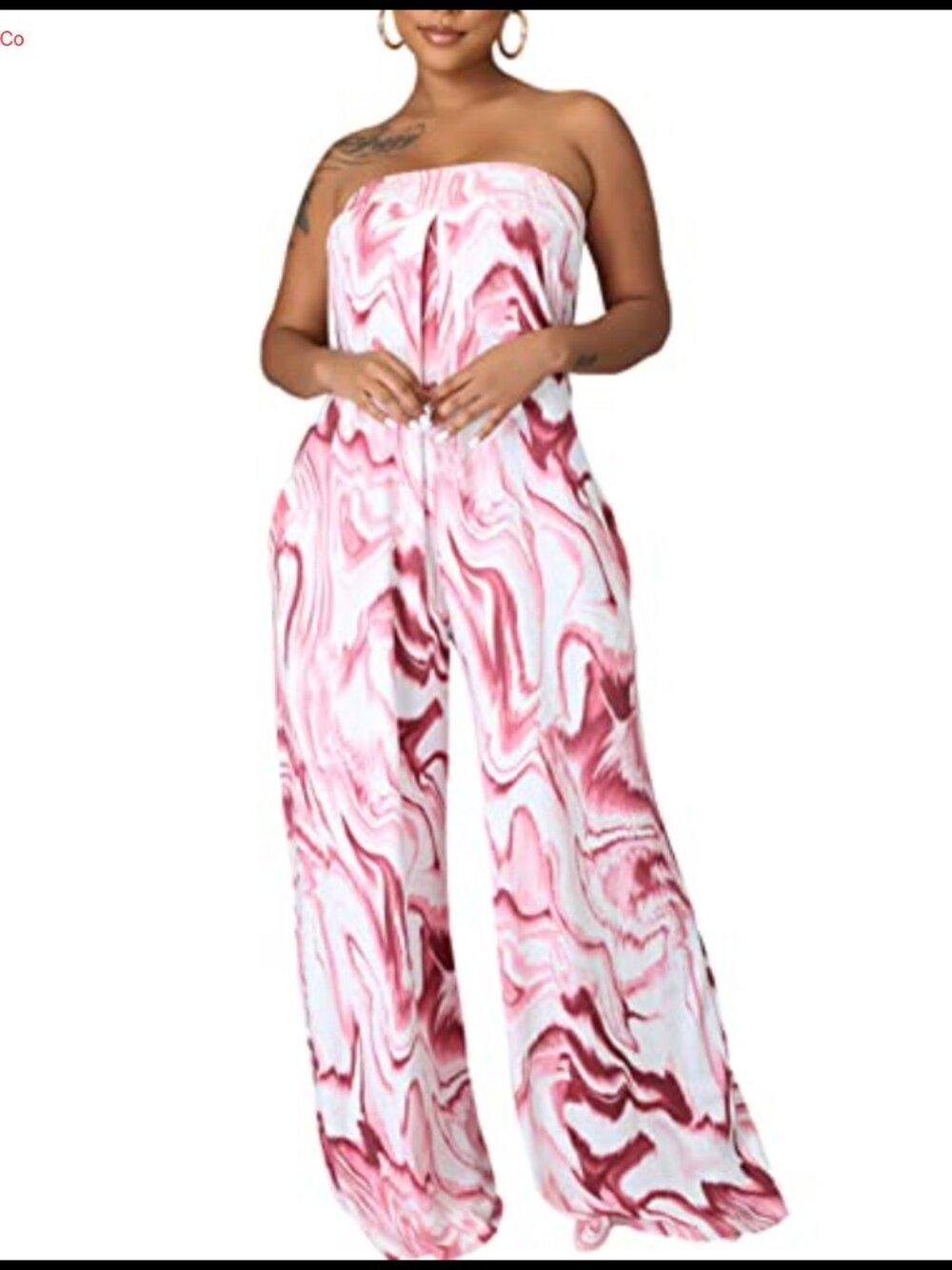 Women's Sleeveless Wide Leg Pleated Jumpsuit Romper with Pockets